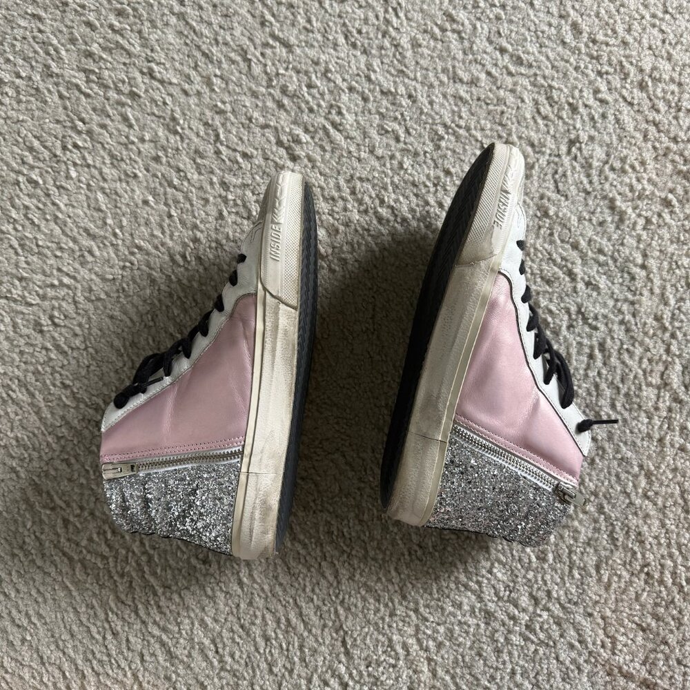 Slide Sneaker Golden Goose, Salmon Pink, Silver, Ice, White & Black - Picture 6 of 11